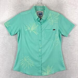 Rsvlts Shirt Womens M Green Pepiopi Kunuflex Palm AOP Performance Beach Summer